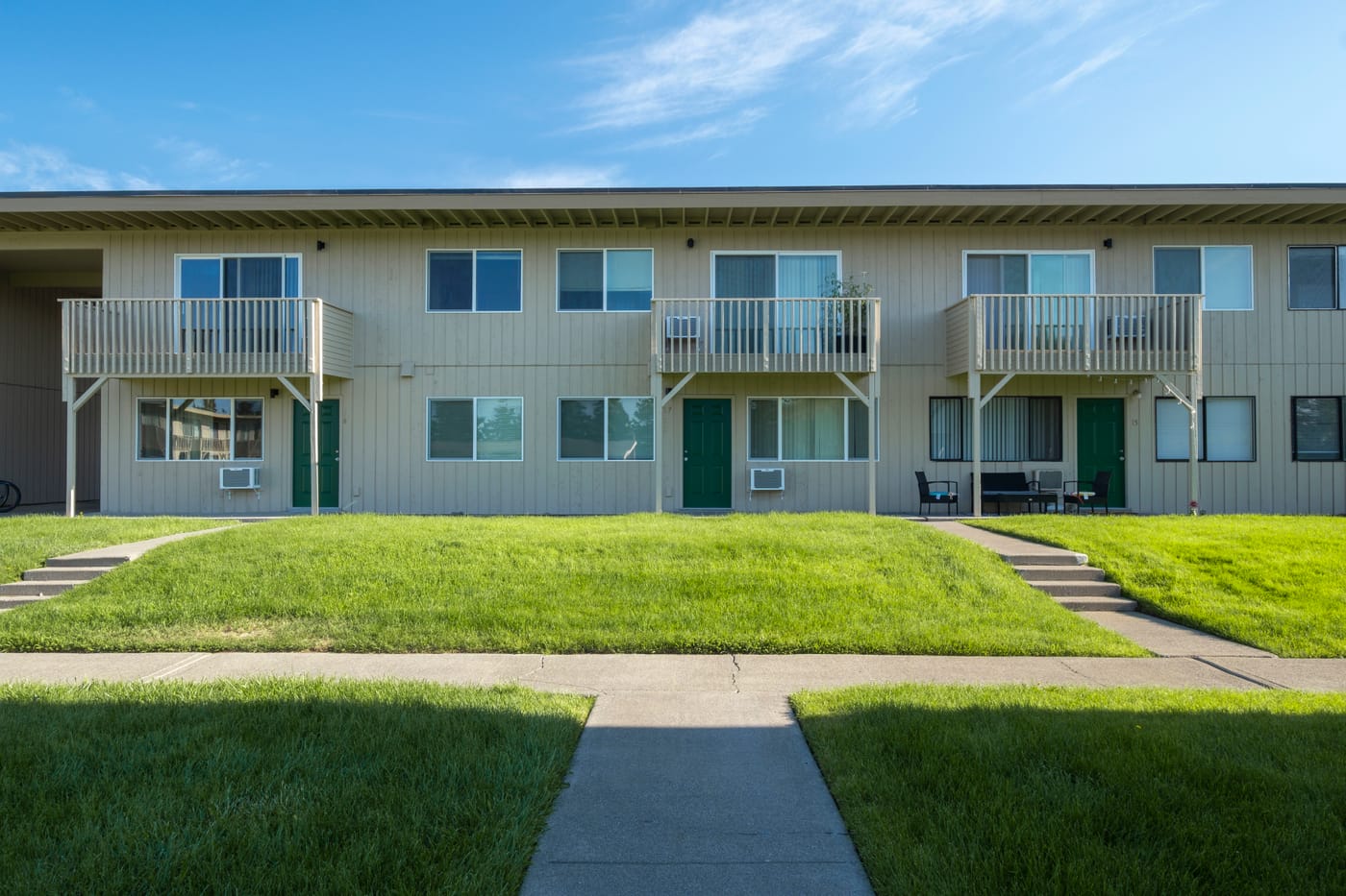 Exterior of the 41-unit two-story walkup apartment community in Ellensburg, Washington